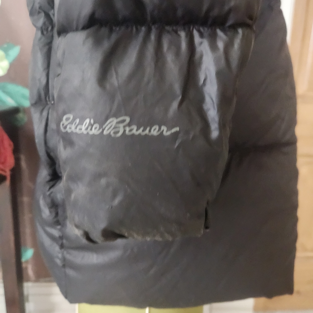 Eddie Bauer EB550 Down Parka Womens M Black Hooded Winter Puffer Coat - Picture 6 of 11